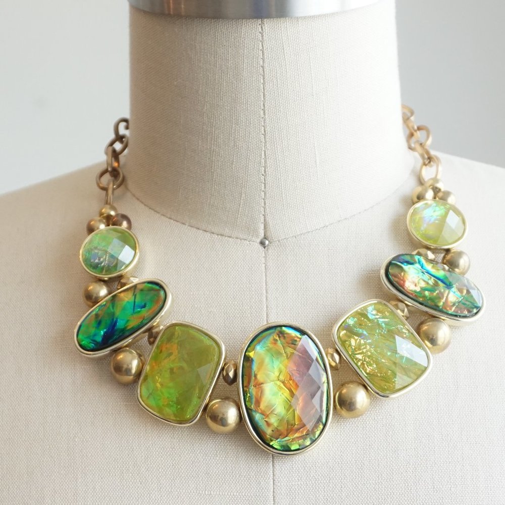 NWT Gold Stone Statement Necklace